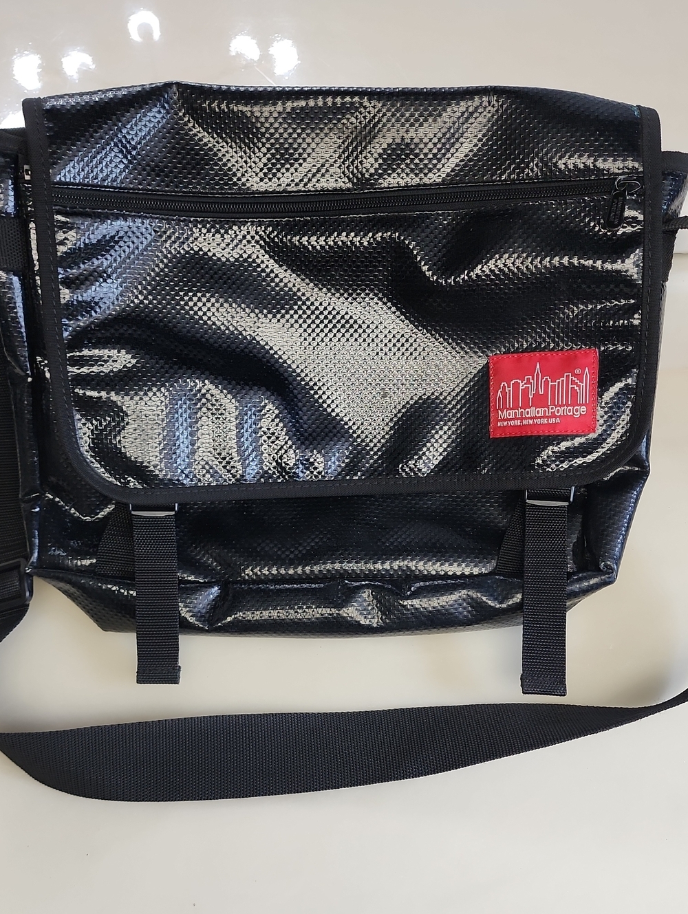 Manhattan Portage Black Tactical Messenger Bag with Zip Pocket